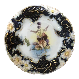 Art Nouveau Rs Prussia Porcelain Cake Plate Cobalt Pattern Circa 1900