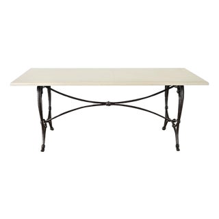 French Iron Base Dining Table & Painted Wood Top For Sale