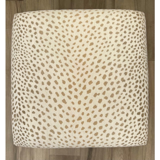 Late 20th Century Vintage X-Frame Stool in Cream & Tan Animal Print Upholstery For Sale - Image 5 of 10