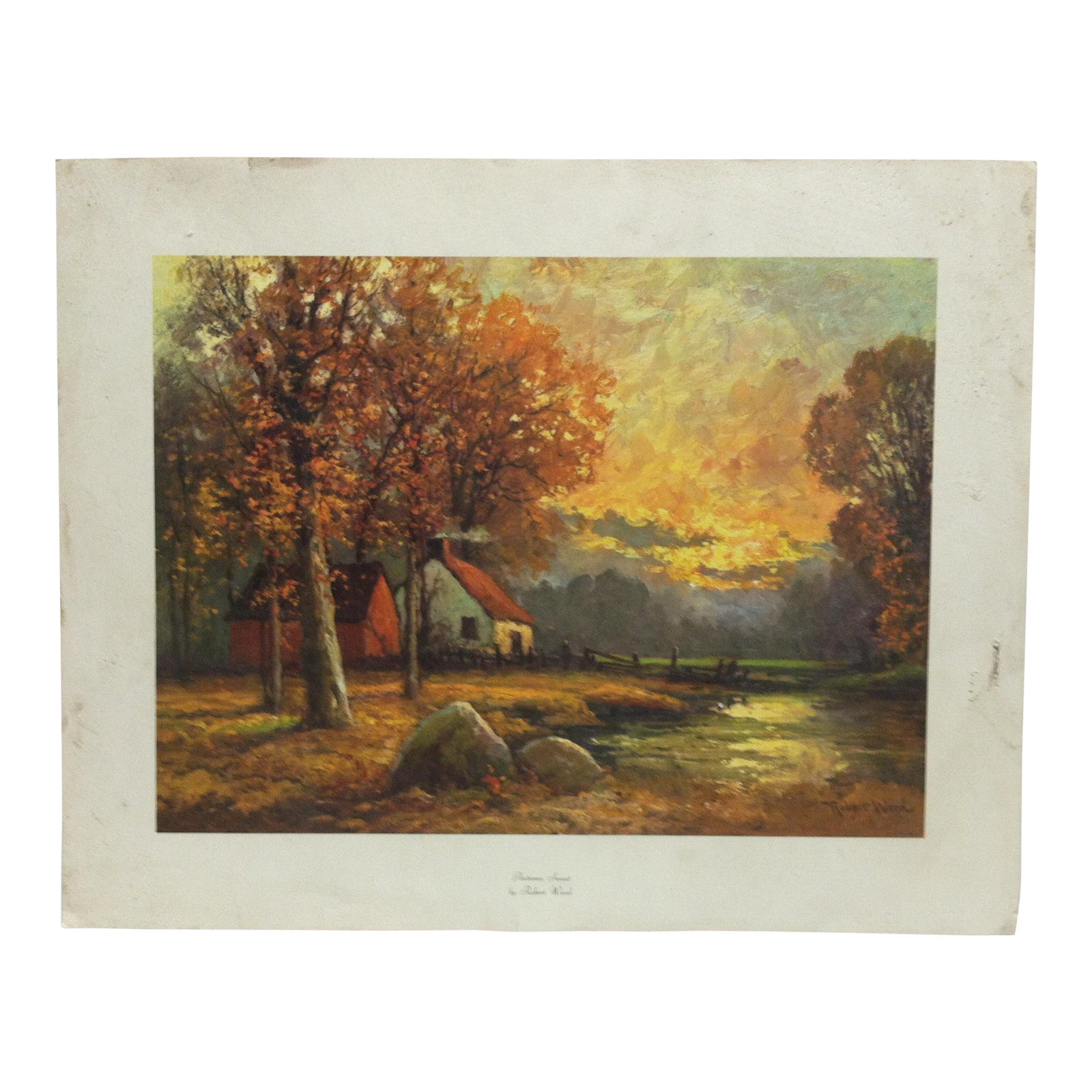 Vintage MidCentury "Autumn Sunset" Robert Wood Original Print Chairish