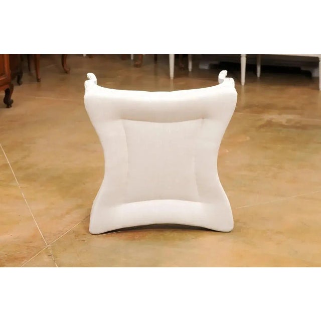 Rococo Swedish 1890s Rococo Revival Painted Wood Stool with Carved Floral Motifs For Sale - Image 3 of 12