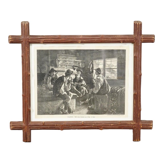 Antique Copper Engraving Print With Popular Bavarian Scene Ca. 1900 For Sale