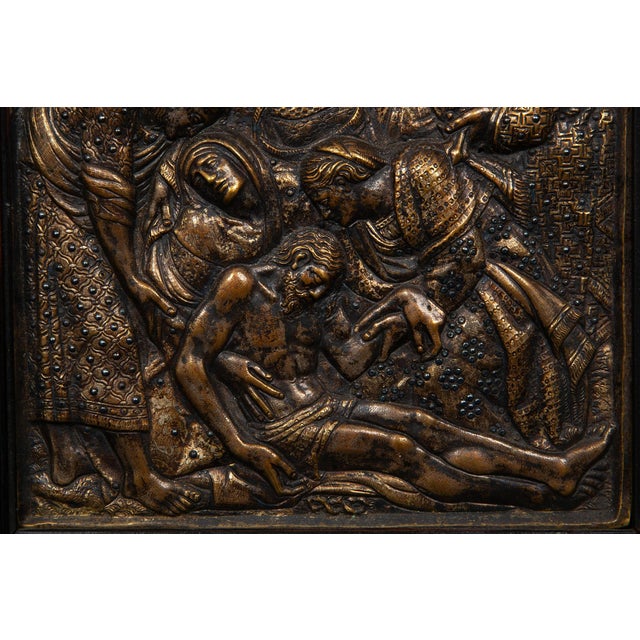Rare Italian Renaissance 16th Century Bronze Plaque “The Lamentation of Christ" For Sale - Image 6 of 8