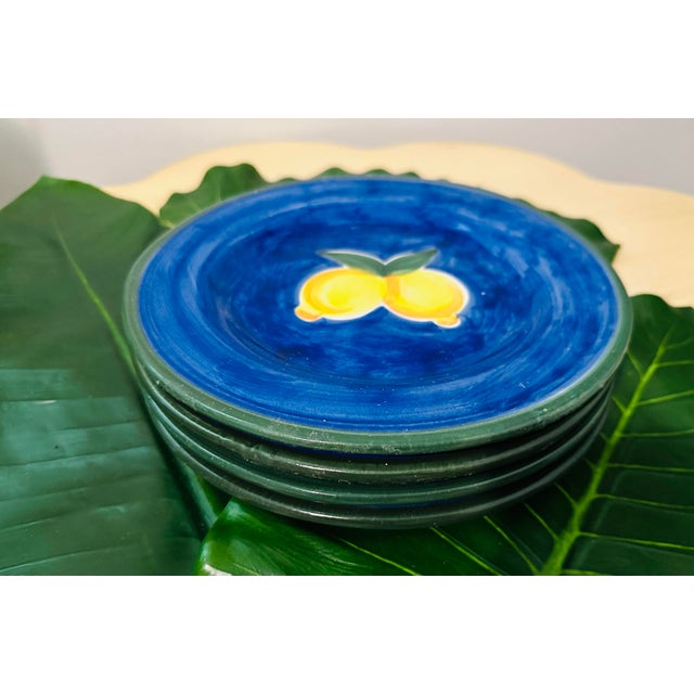 Vintage Italian Hand Painted Lemons Plates - Set of 4 For Sale - Image 9 of 11