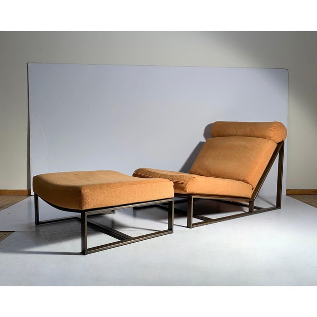 Mid-Century Modern Early Rare Vintage Milo Baughman "Armless" Architectural Bronze Lounge Chair For Sale - Image 3 of 7