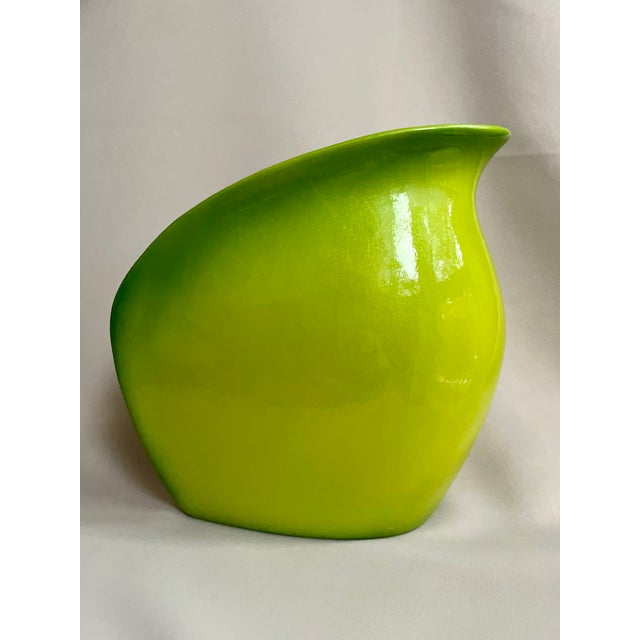 Mid-Century Modern Asymmetric Lime Green Glazed Ceramic Vase, 1960s For Sale - Image 12 of 12