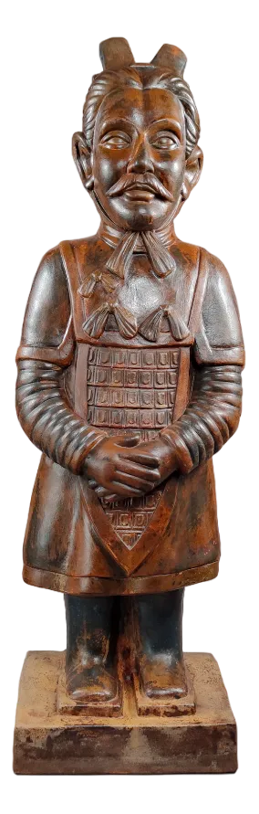 Vintage 1 Metre Tall Handpainted Terracotta Army General Plaster Statue, 1980s