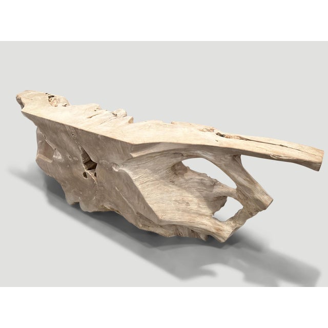 Andrianna Shamaris Monumental Bleached Teak Wood Console Table For Sale In New York - Image 6 of 18