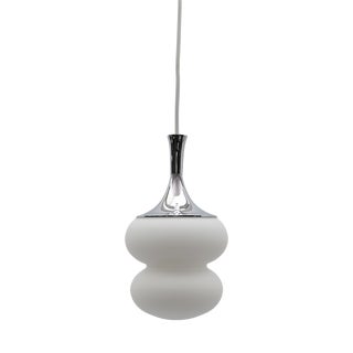 Space Age Opal Glass Hanging Lamp with Chrome, Germany, 1960s For Sale