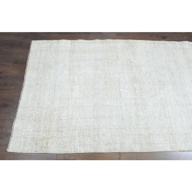 1970s Vintage Turkish Handmade Wool Cotton Beige Runner Rug For Sale - Image 10 of 11