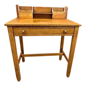 Antique Mission Arts $ Crafts Style Mission Solid Oak Writing Table Desk.