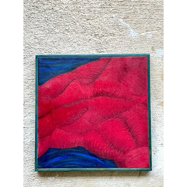 Vintage Framed Abstract Canvas Painting For Sale In West Palm - Image 6 of 12