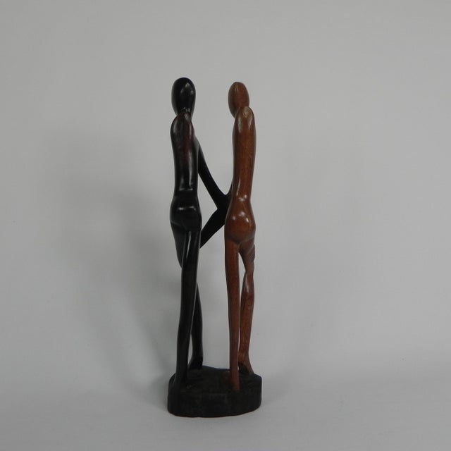 1950s Wooden Statue of Two People, 1950s For Sale - Image 5 of 16