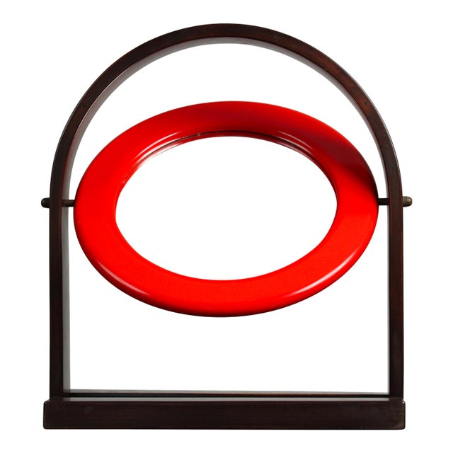 SP63 Sandretta Table Mirror in Red Lacquered Wood by Ettore Sottsass for Poltronova, 1966 For Sale - Image 12 of 18