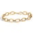 Command attention with a modern classic: a bold open-oval link bracelet bathed in luminous yellow gold, its mirror-...