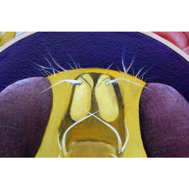 This wall-mounted mixed media work by María Magán combines textiles, painting, and woodworking into a surreal, sensorial...