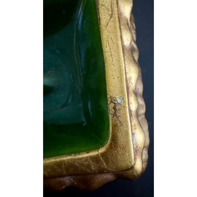 1960s Mid-Century Anthony Freeman McFarlin California Pottery Gold Leaf & Avocado Green Ashtray. For Sale - Image 5 of 7