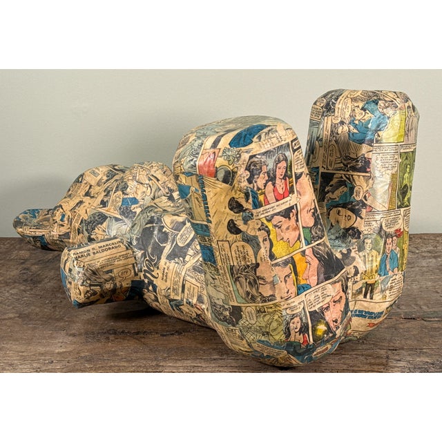 Tan Vintage Filipino Comic Paper Mache Bear Piñata Folk Art Sculpture For Sale - Image 8 of 8