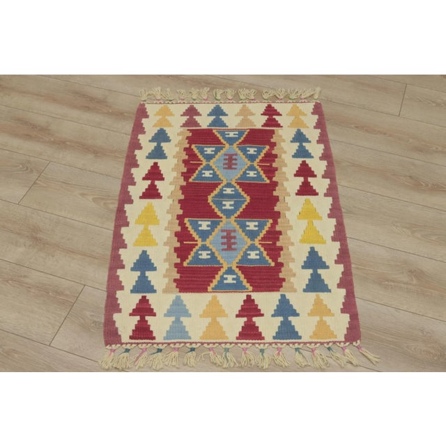 1990s Turkish Geometric Red Kilim Rug For Sale - Image 13 of 13