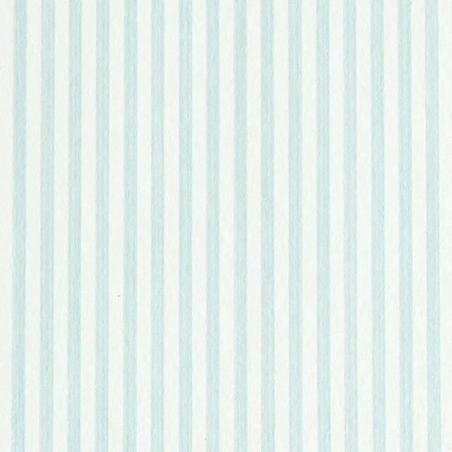 Sample - Schumacher Edwin Stripe Narrow Wallpaper in Sky For Sale