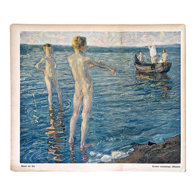 Jugend Magazine 1905 Christian Adam Landenberger "Summer Evening at the Lake" Print For Sale