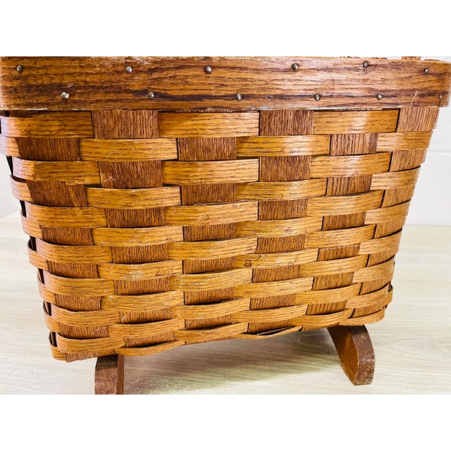 Vintage 1960s Oak Split Wood Handled Magazine Rack For Sale In Boston - Image 6 of 8