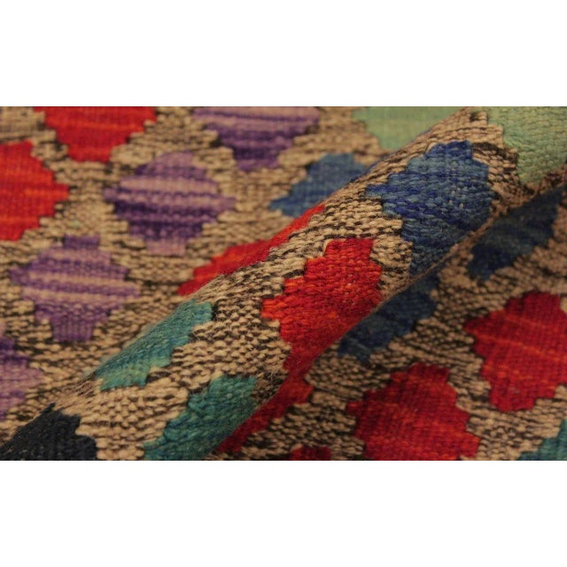 1990s Shabby Chic Abstract Gray/Blue Hand-Woven Kilim Wool Rug -5'9 X 7'11 For Sale - Image 4 of 8