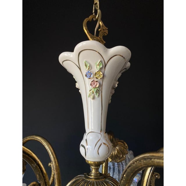 Vintage Ceramic and Glass Chandelier, 1960s For Sale - Image 13 of 18