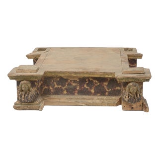 Lacquered Wooden Base Depicting the Souls of Purgatory in Flames For Sale