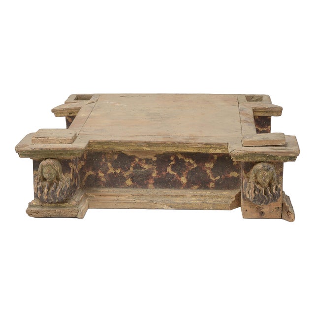 Lacquered Wooden Base Depicting the Souls of Purgatory in Flames For Sale