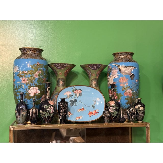 Signed Gonda Japanese Cloisonne Enamel Tray With Goldfish and Morning Glory For Sale - Image 15 of 15