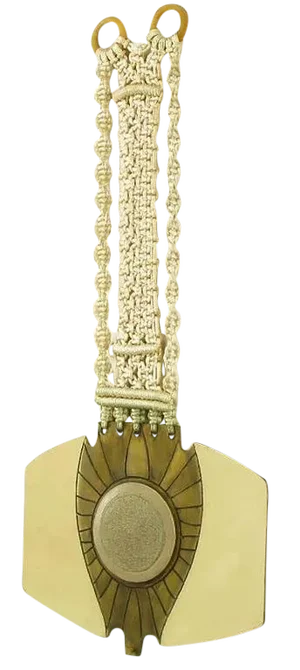 Columbian-Inspired Brass and Terra Cotta Medallion Sculpture on Woven Mount