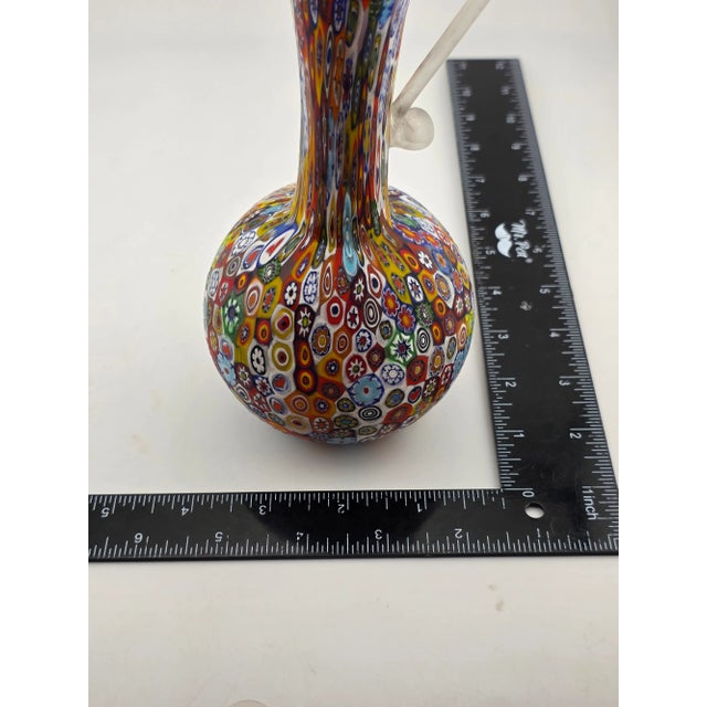 Brick Red Vintage Fratelli Toso Murano Millefiori Art Glass Vase Pitcher Colorful Floral Italy For Sale - Image 8 of 8