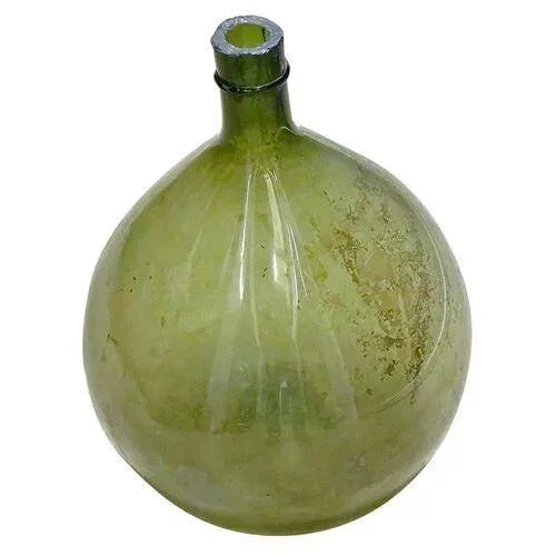Large decorative antique green glass wine bottle. No maker's marks.