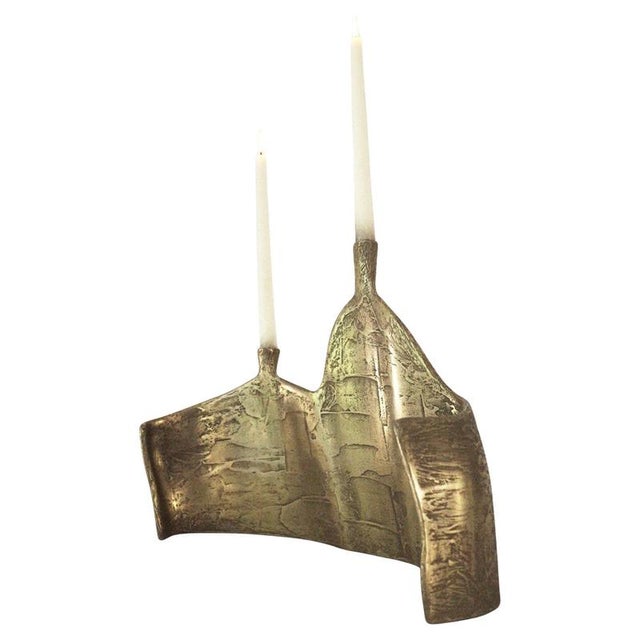 Goldenrod Motionless Light Double Candelabrum in Brass Resin by Atelier Ellery For Sale - Image 8 of 8