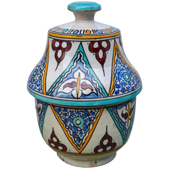 Early 20th Century Early 20th Century Moorish Ceramic Box W/ Pattern For Sale - Image 5 of 12