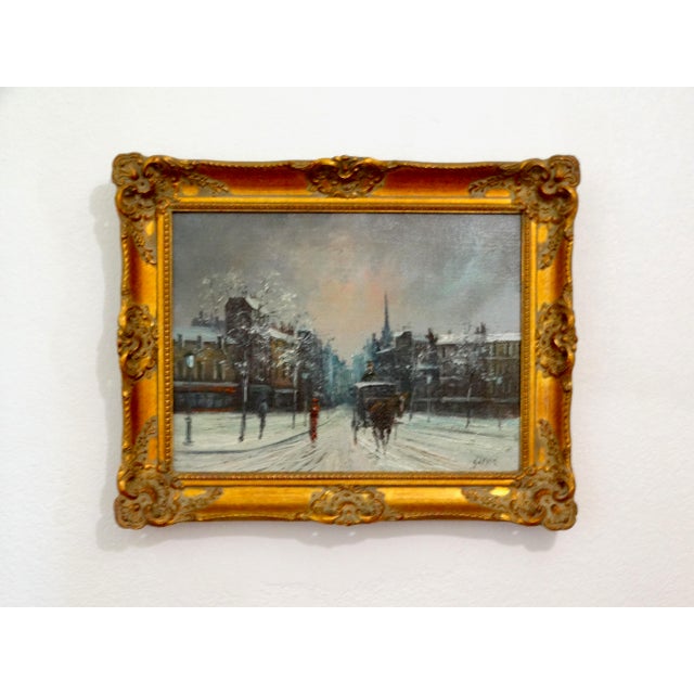Impressionist Parisian Winter Street Scene Oil Painting, G Legg French School For Sale - Image 9 of 12