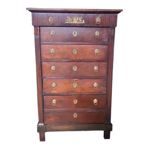 19th Century French Neoclassical Empire Bronze & Mahogany Lingerie Chest