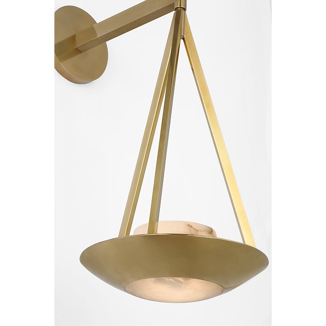 Barbara Barry for Visual Comfort Signature Divina 19" Floating Bowl Sconce in Soft Brass with Alabaster For Sale In Houston - Image 6 of 13