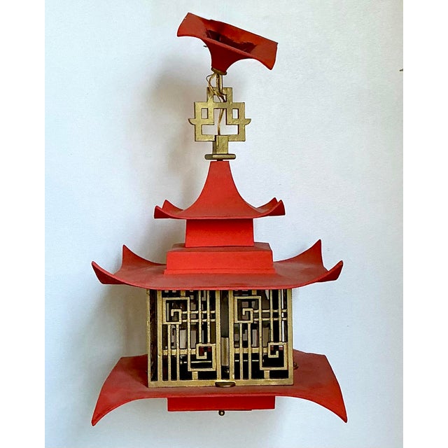 Mid-Century Modern Vintage MCM Pagoda Lantern For Sale - Image 3 of 11