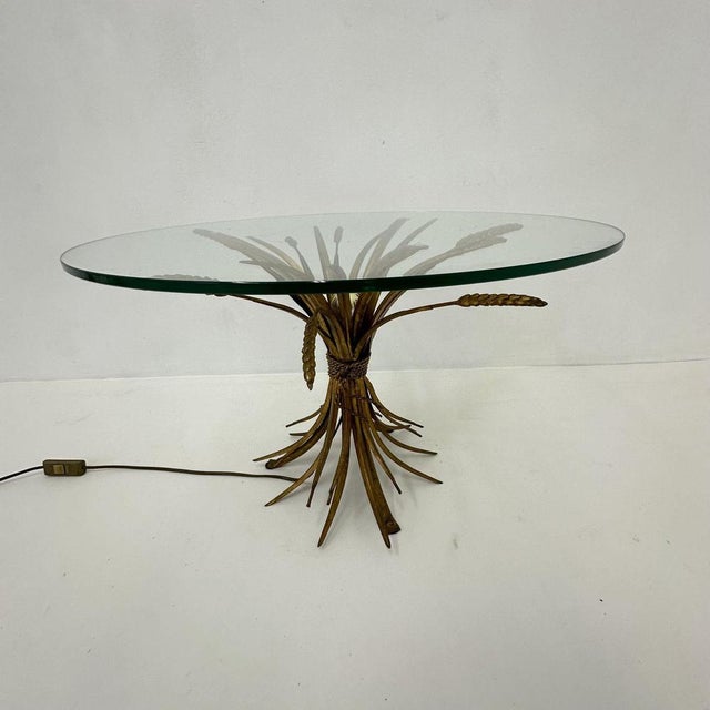 Light Yellow Illuminated Wheat Sheaf Side Table, 1970s For Sale - Image 8 of 15