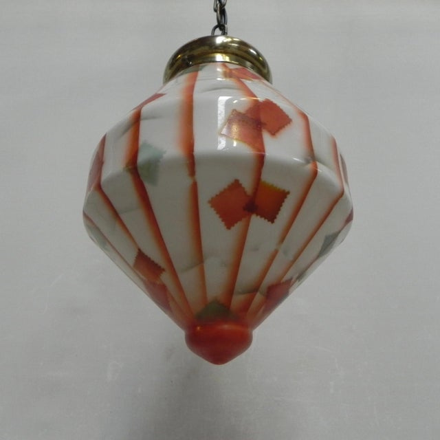 Art Deco Glass Ceiling Lamp, 1930s For Sale - Image 6 of 15