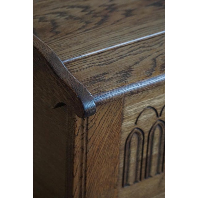 Mid 20th Century Modern Danish Oak Chest with Decorative Relief Carving, 1940s For Sale - Image 15 of 18