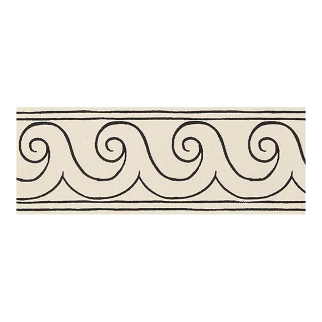 Sample - Schumacher X Miles Redd Greek Waves Trim in Black on Ivory For Sale
