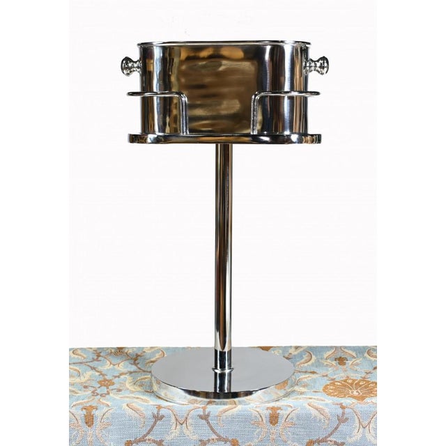 Elegant silver plate wine or champagne cooler in the art deco manner Great finish to the silver plate Great for hosting...