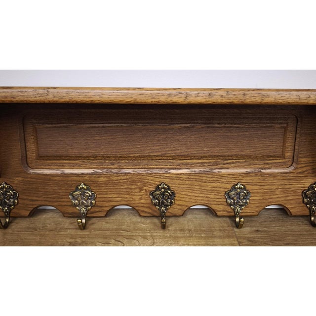Wood French Vintage Coat Rack in Oak For Sale - Image 7 of 11