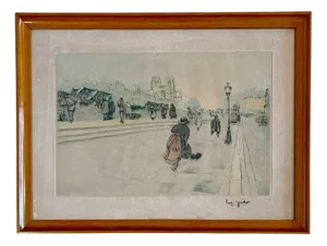 Eugène-Louis Veder, Quai Des Grands Augustins in Paris, Watercolor & Ink