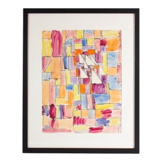 1961 Abstract Watercolor Painting Signed by Harry Hilson For Sale