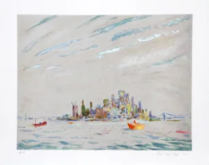 Lloyd Lozes Goff - New York Harbor Lithograph