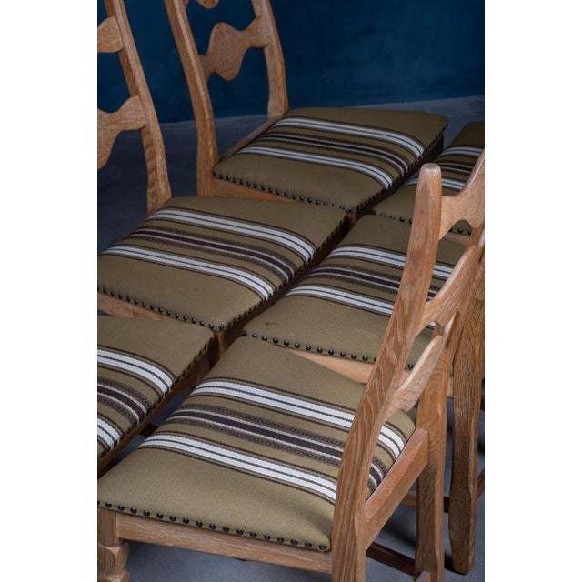 1960s Brutalist Oak Dining Chairs by Henning Kjærnulf, 1960s, Set of 6 For Sale - Image 5 of 10